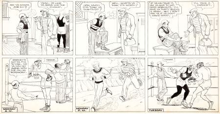 Ham Fisher Joe Palooka Sunday Comic Strip Original Art dated 9-24-32 by Hammond Edward (Ham) Fisher - Auction record, sale price, and art valuation. Compare with similar artists and explore comparable artworks.