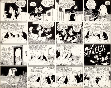 Elzie Segar Thimble Theater Starring Popeye "Plunder Island" Sunday Comic Strip Original Art dated 12-24-33