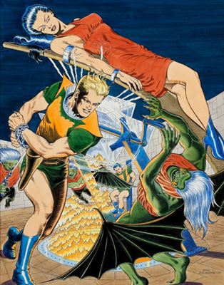 Dan Zolnerowich Planet Comics #18 Reef Ryan Painted Cover Re-Creation Original Art