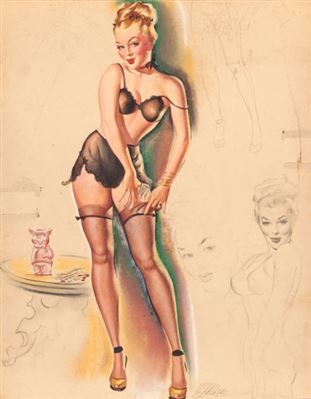 I've Cleaned Out the Bank to Play Santa Claus, Artist's Sketch Pad, calendar pin-up