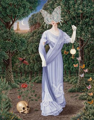 Butterfly-Faced Woman with Skull and Rose at Feet, probable paperback cover