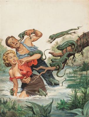Lizards From Hell, True Men Stories pulp magazine cover