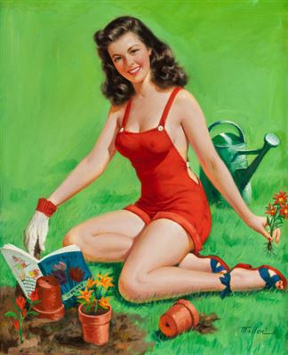 Pin-Up in the Garden, calendar illustration