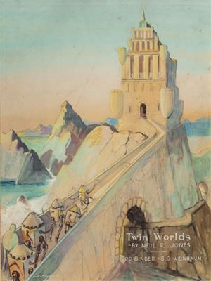 Twin Worlds, Amazing Stories pulp magazine cover