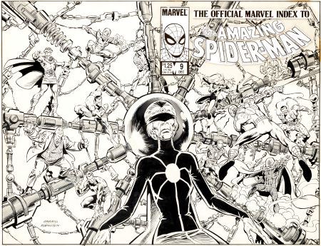 The Official Marvel Index to the Amazing Spider-Man #9 Wraparound Cover Original Art (Marvel, 1985).