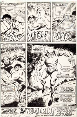 The Incredible Hulk #180 Final Page 32: The First-Ever Appearance of Wolverine Original Art (Marvel, 1974).