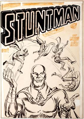 Joe Simon and Jack Kirby Stuntman #3 Unpublished Cover Original Art