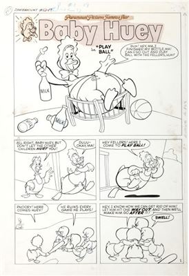 Marty Taras Harvey Hits #60(Paramount Animated Comics #1) Complete 5-page Baby Huey Story Original Art by Marty Taras - Auction record, sale price, and art valuation. Compare with similar artists and explore comparable artworks.