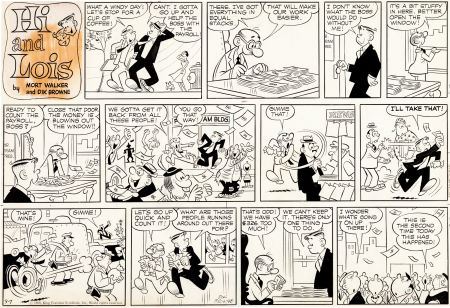 Mort Walker Hi and Lois Sunday Comic Strip Original Art dated 9-7-58