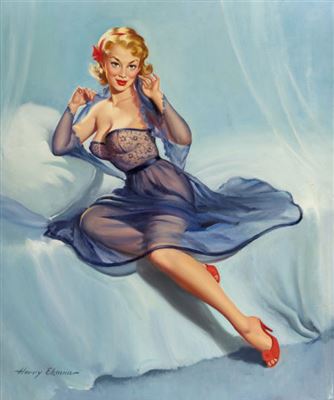 Blonde with Purple Negligee & Red Shoes