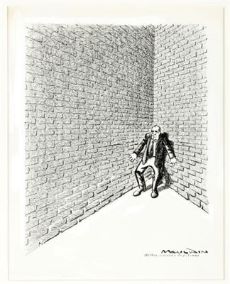 Bill Mauldin - Richard Nixon/Backed Into A Corner - Editorial Comic Strip Original Art
