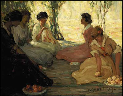 Afternoon Picnic by Henrietta Mabel May - Auction record, sale price, and art valuation. Compare with similar artists and explore comparable artworks.