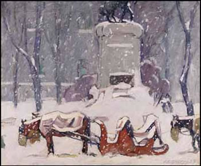 Cabstand, Winter, Dominion Square, Montreal