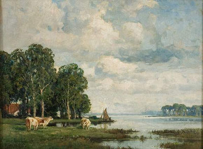 Grasende Kühe am Niederrhein