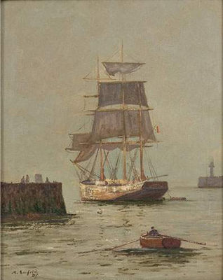 Dreimaster verlässt den Hafen