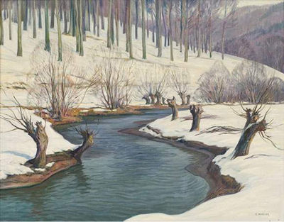 Winterlandschaft mit Bachlauf