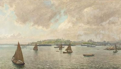 Schiffe in der Hafeneinfahrt von Konstantinopel