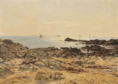 Felsige Küste mit Blick auf das offene Meer