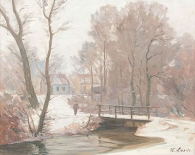 Verschneite Bachlandschaft