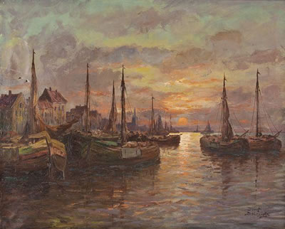 Sonnenuntergang am Fischerhafen