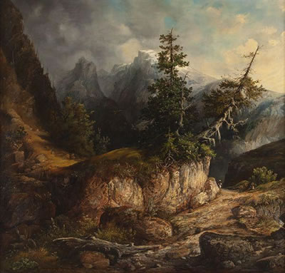Hochgebirgslandschaft mit Personenstaffage