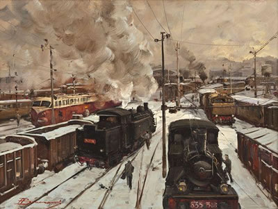 Bahnhofsszene by Arturo Bonanomi - Auction record, sale price, and art valuation. Compare with similar artists and explore comparable artworks.