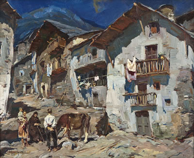 Sample artwork by Jose Serra Santa (1916 - 1998), known for landscape, figure, genre, still life painting - View similar artists and auction records