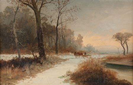 Barke bei St. Pölten - Winterlandschaft by Theodor Wagner - Auction record, sale price, and art valuation. Compare with similar artists and explore comparable artworks.