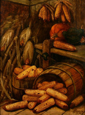 Still Life with Corn and Pumpkins