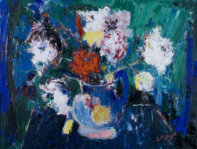 Still life with vase of flowers