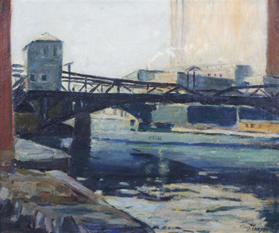 Industrial Scene, Chicago by Tunis Ponsen - Auction record, sale price, and art valuation. Compare with similar artists and explore comparable artworks.