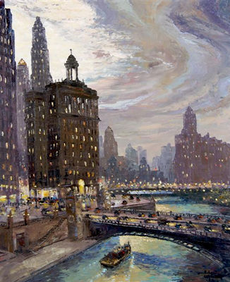 Chicago River Scene by Robert Lebron - Auction record, sale price, and art valuation. Compare with similar artists and explore comparable artworks.