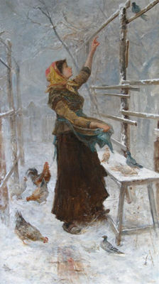 Girl Feeding Pigeons