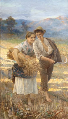Boy and Girl in Field by Augusto Stoppoloni - Auction record, sale price, and art valuation. Compare with similar artists and explore comparable artworks.