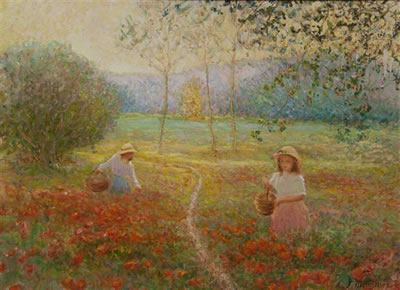Two Girls in a Field of Poppies