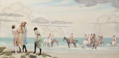 Girls and Horses on Beach, 1912