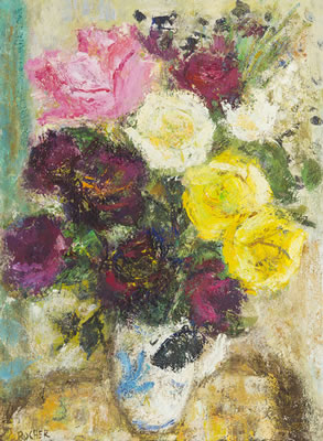 Still Life with Flowers by Georges Rocher - Auction record, sale price, and art valuation. Compare with similar artists and explore comparable artworks.