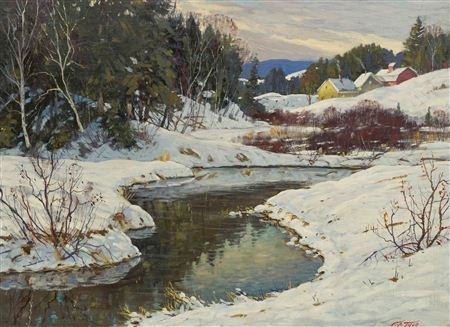 Dodge Brook, Lyman, N.H., 1961 by Earle Titus - Auction record, sale price, and art valuation. Compare with similar artists and explore comparable artworks.
