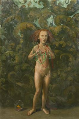 Portrait of Julie Heffernan: Self Portrait as Infanta in Royal Regalia, 2000