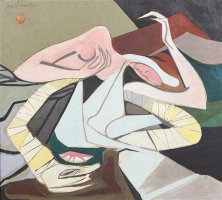 Sample artwork by Lester Schwartz (1912 - 2005), known for modernist genre and figure painting, sculpture - View similar artists and auction records