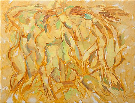Sample artwork by Edward Eugene Boccia (1921 - 2012), known for expressionist figure and large scale triptych painting - View similar artists and auction records