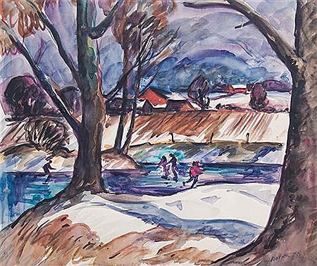 Ice Skaters by Peter Rotier - Auction record, sale price, and art valuation. Compare with similar artists and explore comparable artworks.