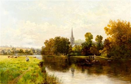 Sample artwork by Arthur Bevan Collier (1832 - 1908), known for landscape and river scene painting - View similar artists and auction records