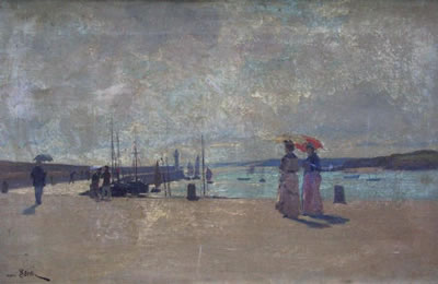 Promeneurs sur le quai.