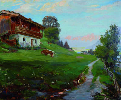 Kuh vor einem Bauernhof in den Alpen by Emil Firnrohr - Auction record, sale price, and art valuation. Compare with similar artists and explore comparable artworks.