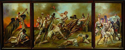 Die Freiheit führt das Volk gegen die römische Tyrannis (triptych) by Hans Stubenrauch - Auction record, sale price, and art valuation. Compare with similar artists and explore comparable artworks.