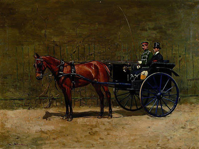 Zwei Männer in einer Kutsche by Max Huenten - Auction record, sale price, and art valuation. Compare with similar artists and explore comparable artworks.