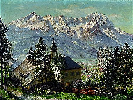 Blick über Kapelle auf Garmisch