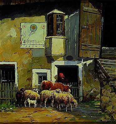 Flock of sheep in front of the farmhouse by Peter Eichhorn - Auction record, sale price, and art valuation. Compare with similar artists and explore comparable artworks.