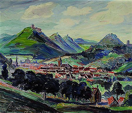 The panoramic view of Annweiler and the Annweilertal by Heinrich Neufang - Auction record, sale price, and art valuation. Compare with similar artists and explore comparable artworks.